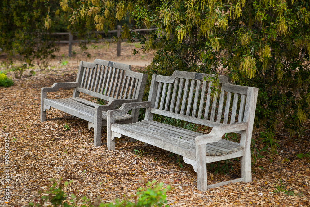 Old wooden bench in a park