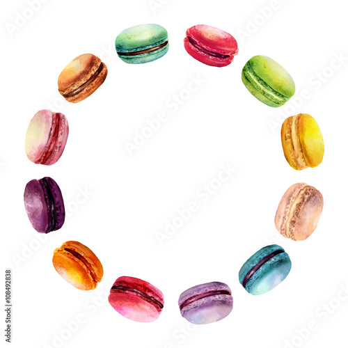 Watercolor Macaron Round Frame