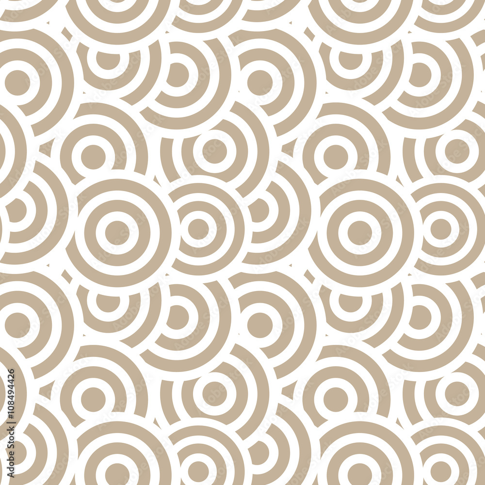 Japanese wave oriental seamless pattern. Asian style pattern with beige geometric shapes.