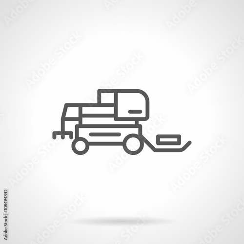 Hay tractor black line vector icon