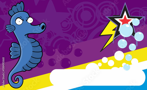 funny seahorse expression cartoon background in vector format 
