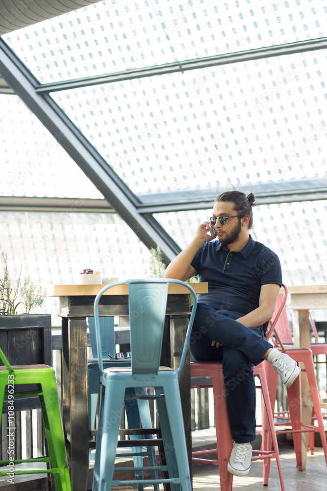 Man Hipster Break Casual Vision Cafe Relax Concept Man Hipster Break Casual Vision Cafe Relax Concept