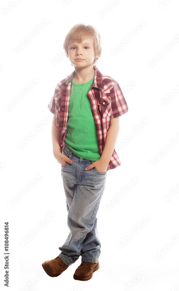 little boy over white background little boy over white background