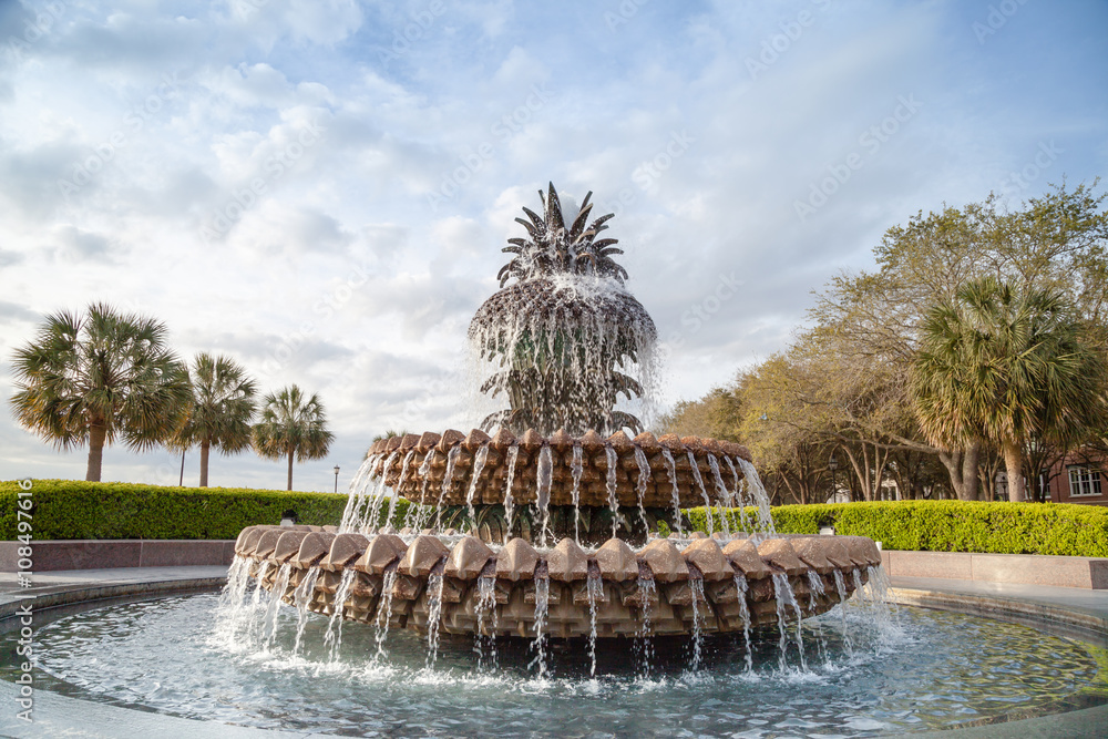 Fototapeta premium Fontanna ananasowa w Waterfront Park, Charleston, Karolina Południowa