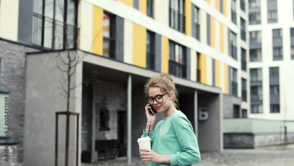 Beautiful woman talking on the phone, laugh Beautiful woman talking on the phone, laugh