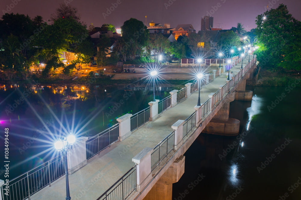 Night view Ping River Chiang Mai,Chiangmai,Thailand.