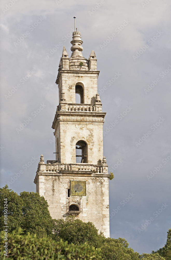 Bell Tower of an old historical church in Mexico.