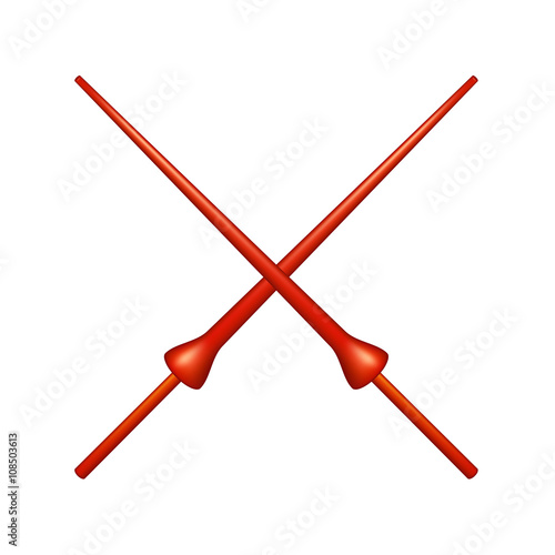Two crossed lances in red design