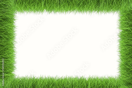 green grass frame on white background