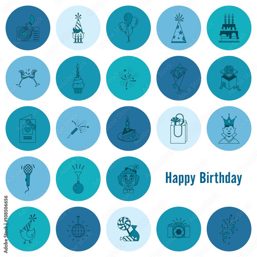 Happy Birthday Icons Set Happy Birthday Icons Set