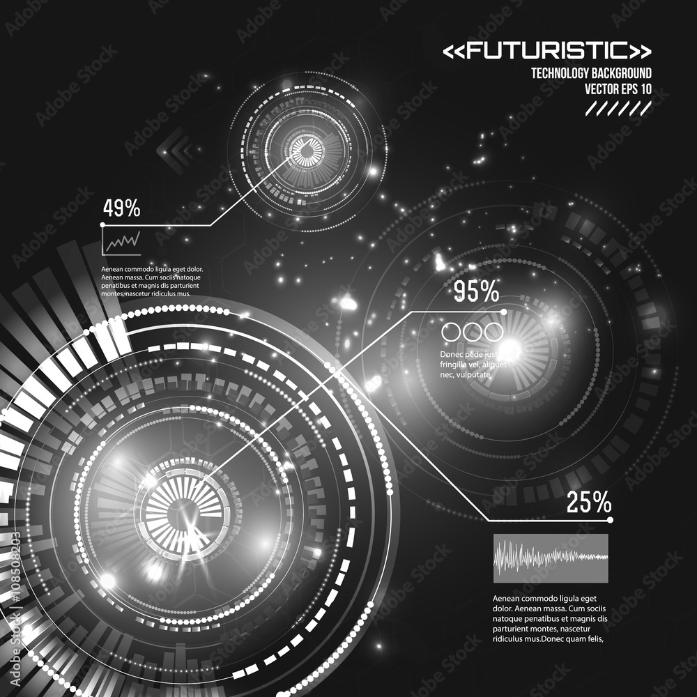 Plakat Futuristic abstract background,interface, HUD, vector