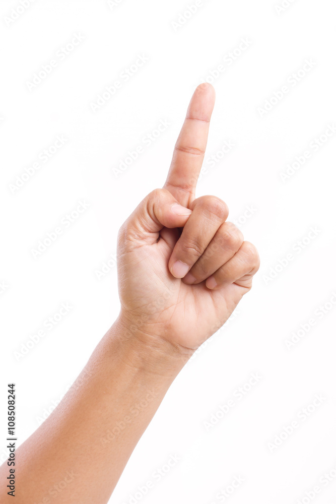 female hand pointing up to blank space female hand pointing up to blank space