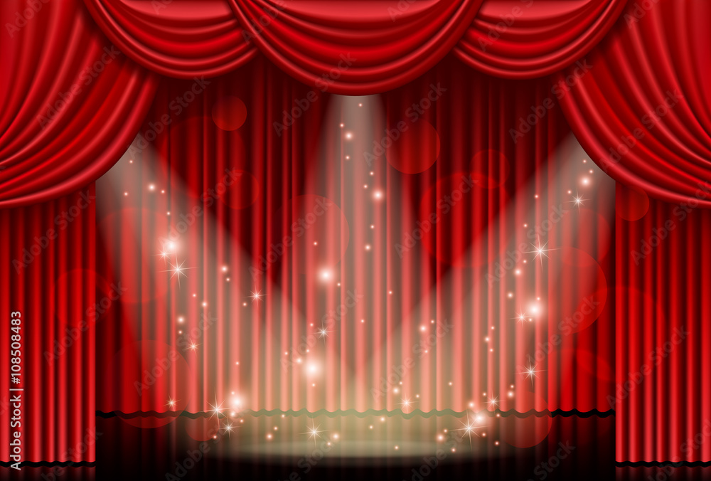 赤 カーテン 光 スポットライト Stock ベクター Adobe Stock