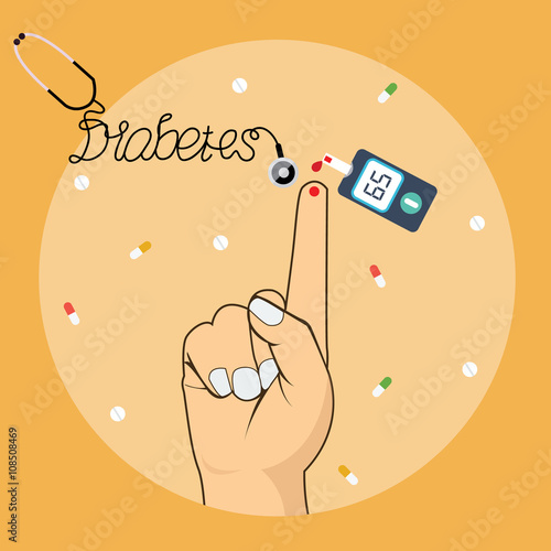 diabetes blood test measure sugar glucose level with tools glucometer 