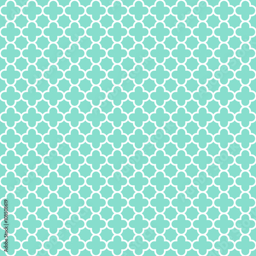 aqua & white quatrefoil pattern, seamless texture background photo