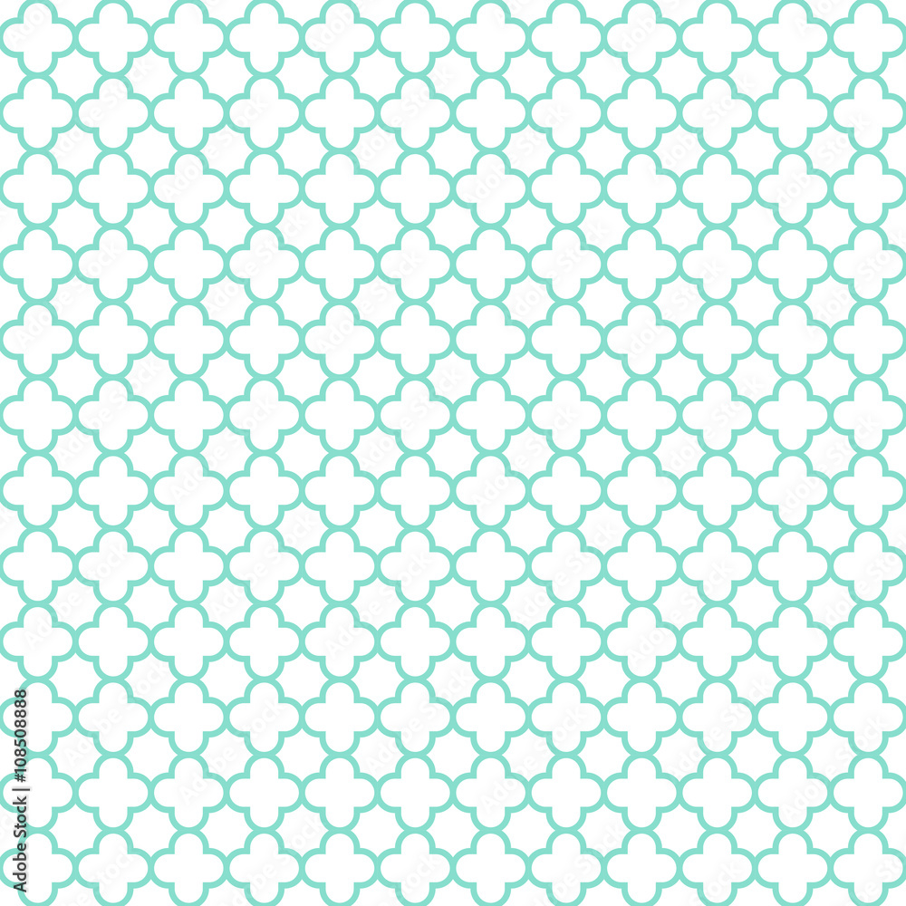white & aqua quatrefoil pattern, seamless texture background