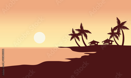 At Sunset in beach scenery