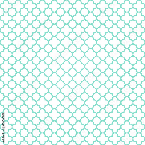 white & aqua quatrefoil pattern, seamless texture background