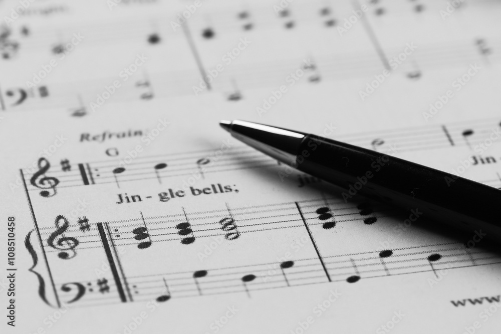 Sheet music with a number of accessories Sheet music with a number of accessories