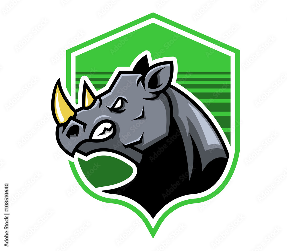 Vector illustration of green badge Rhino Vector illustration of green badge Rhino
