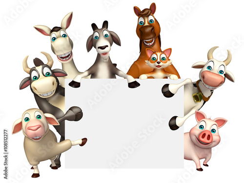 Fototapeta Naklejka Na Ścianę i Meble -   farm animal with white board