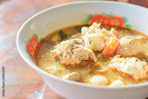 Spicy fish eggs soup