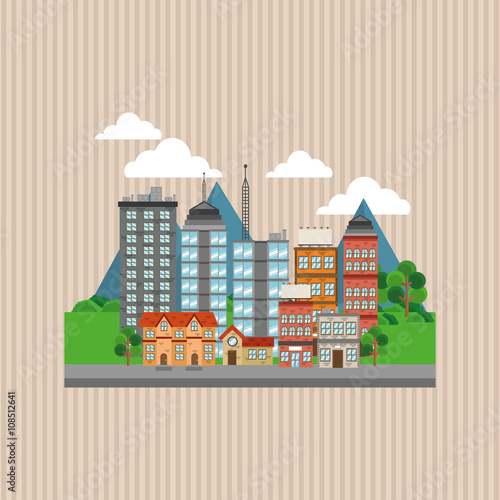 Illustration of nature city  vector design  building and real estate related