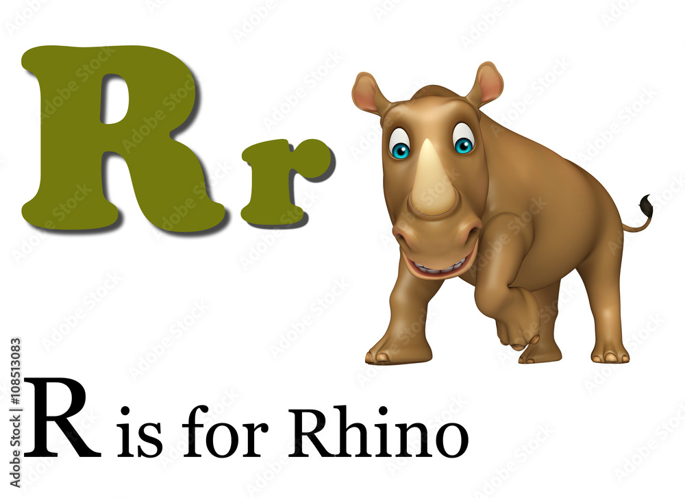 Obraz premium Rhino with alphabet