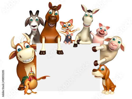  farm animal with white board