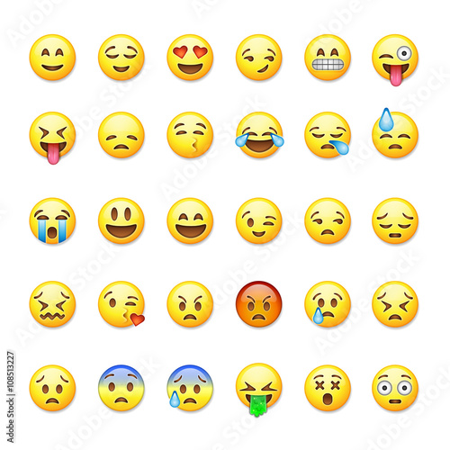 Set of emoticons, emoji isolated on 