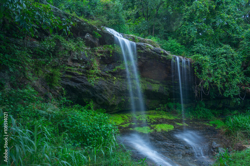 Beautiful small waterfall after rain at Rajamawatha  Badulla in Sri Lanka