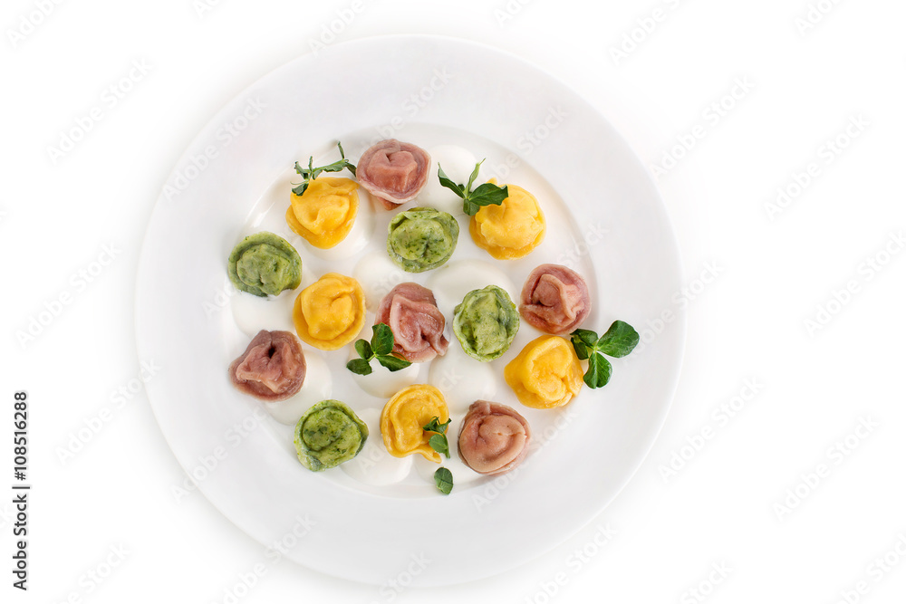 Ravioli of different colors top view Ravioli of different colors top view