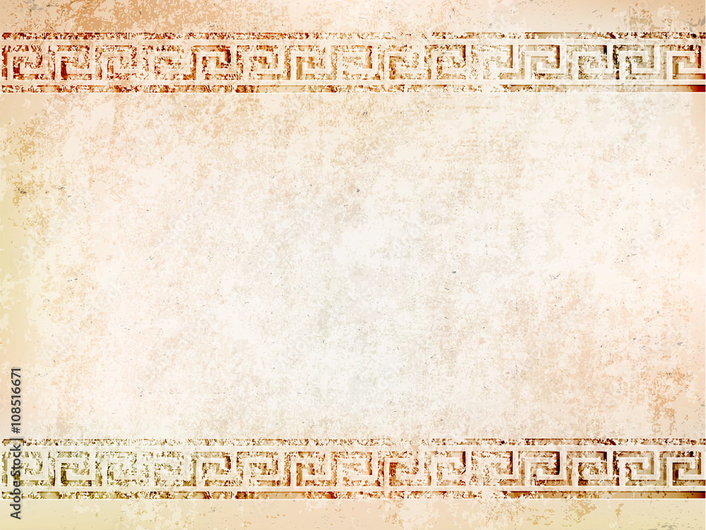Fototapeta premium tło zabytkowe ściany z pęknięcia z ornamentem greckim meander.vector ilustracji