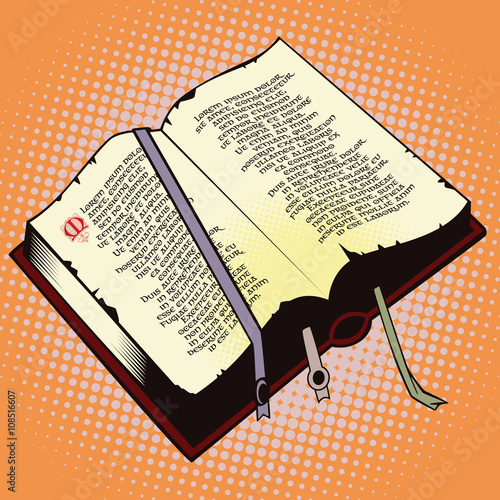 Object in retro style pop art. Old book