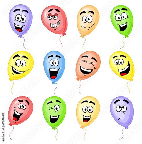 bunte Cartoon Luftballons mit Gesichtern