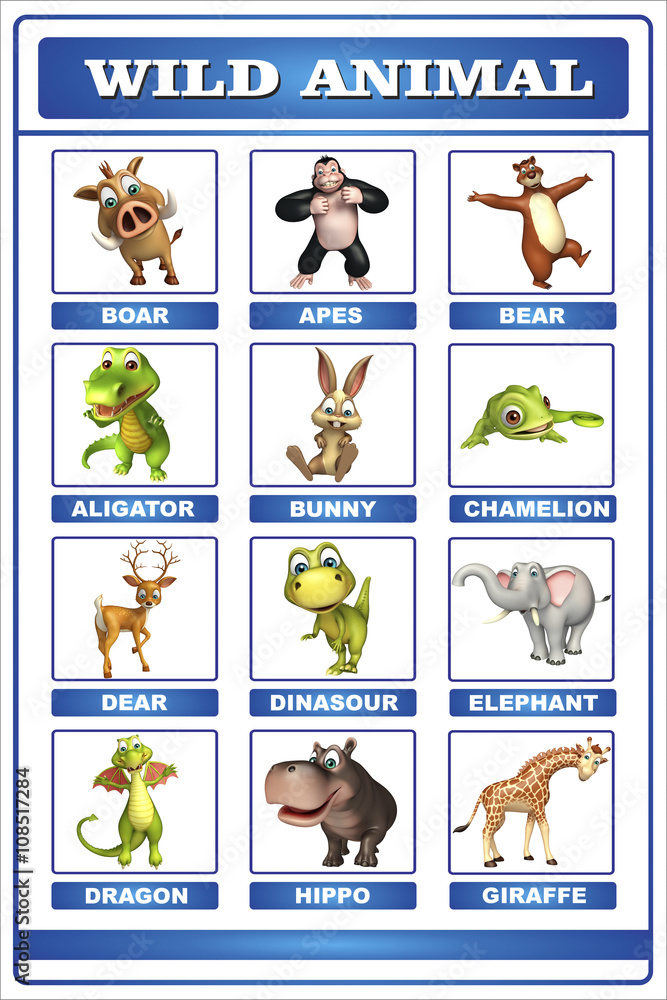 wild animal chart Stock Illustration | Adobe Stock