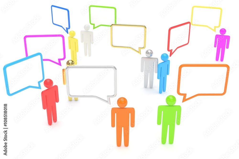 people with talk bubbles isolated over a white background. 3d rendering. people with talk bubbles isolated over a white background. 3d rendering.