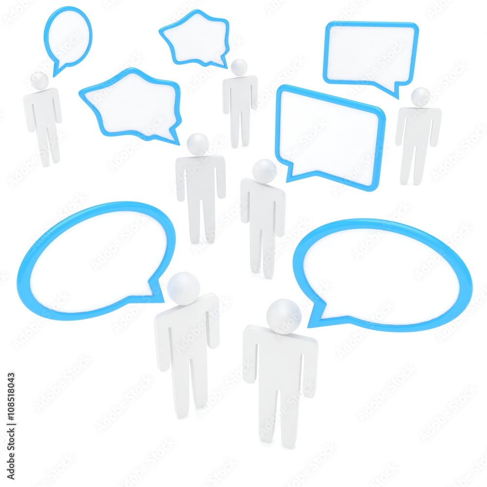 people with talk bubbles isolated over a white background. 3d rendering. people with talk bubbles isolated over a white background. 3d rendering.