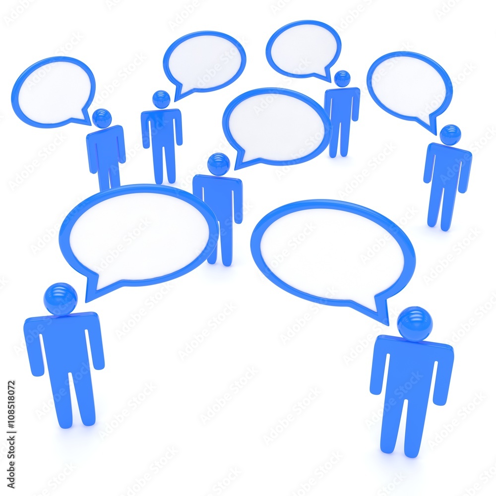 people with talk bubbles isolated over a white background. 3d rendering. people with talk bubbles isolated over a white background. 3d rendering.