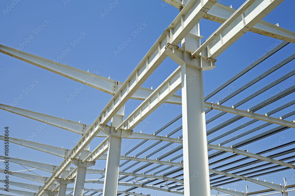 In the construction site, steel structure is under construction In the construction site, steel structure is under construction
