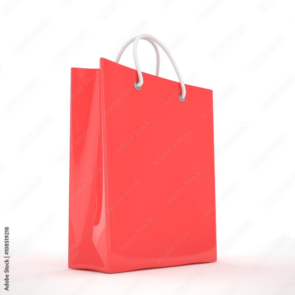 Paper Shopping Bag isolated on white background. 3d rendering. Paper Shopping Bag isolated on white background. 3d rendering.