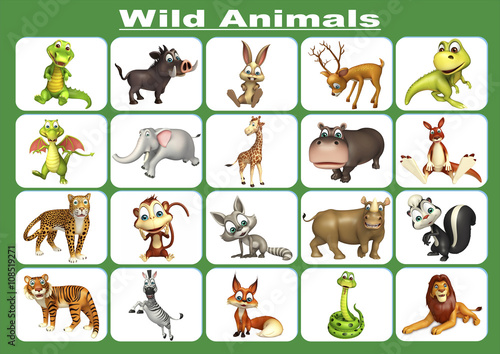 Canvas Print wild animal chart