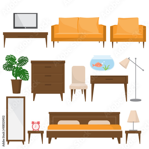 living room, bed room and office furniture in modern style