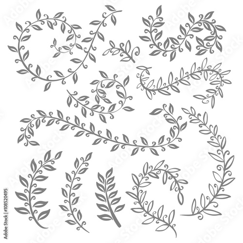 Monochrome vintage set with herbs. Sketch of flowers and herbs. Illustration for greeting cards, invitations, and other printing and web projects.