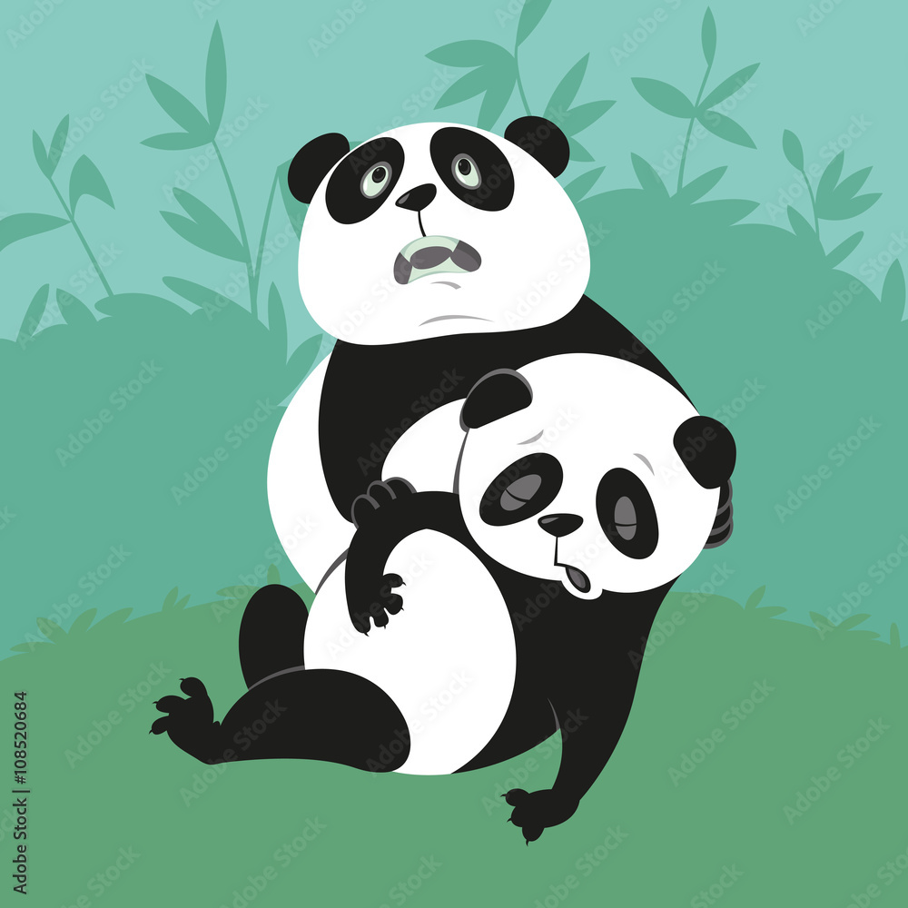 Giant Panda with a dying friend, illustration of endangered animals Stock  Vector | Adobe Stock