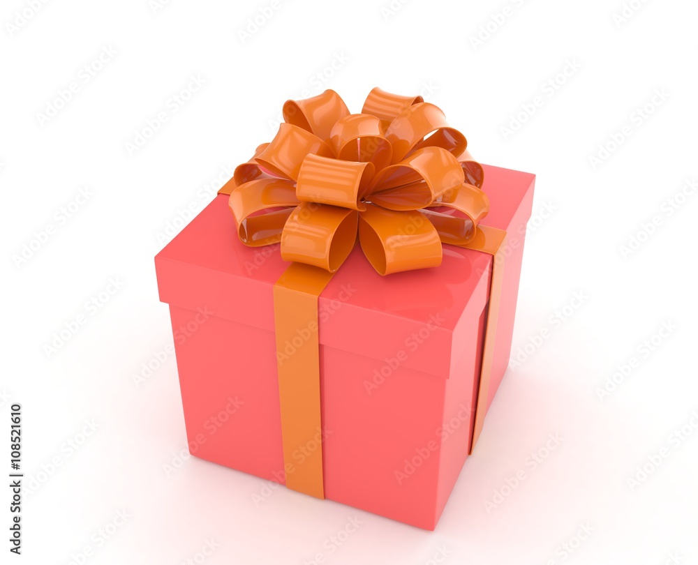 Obraz premium gift box with bows isolated on white. 3d rendering.