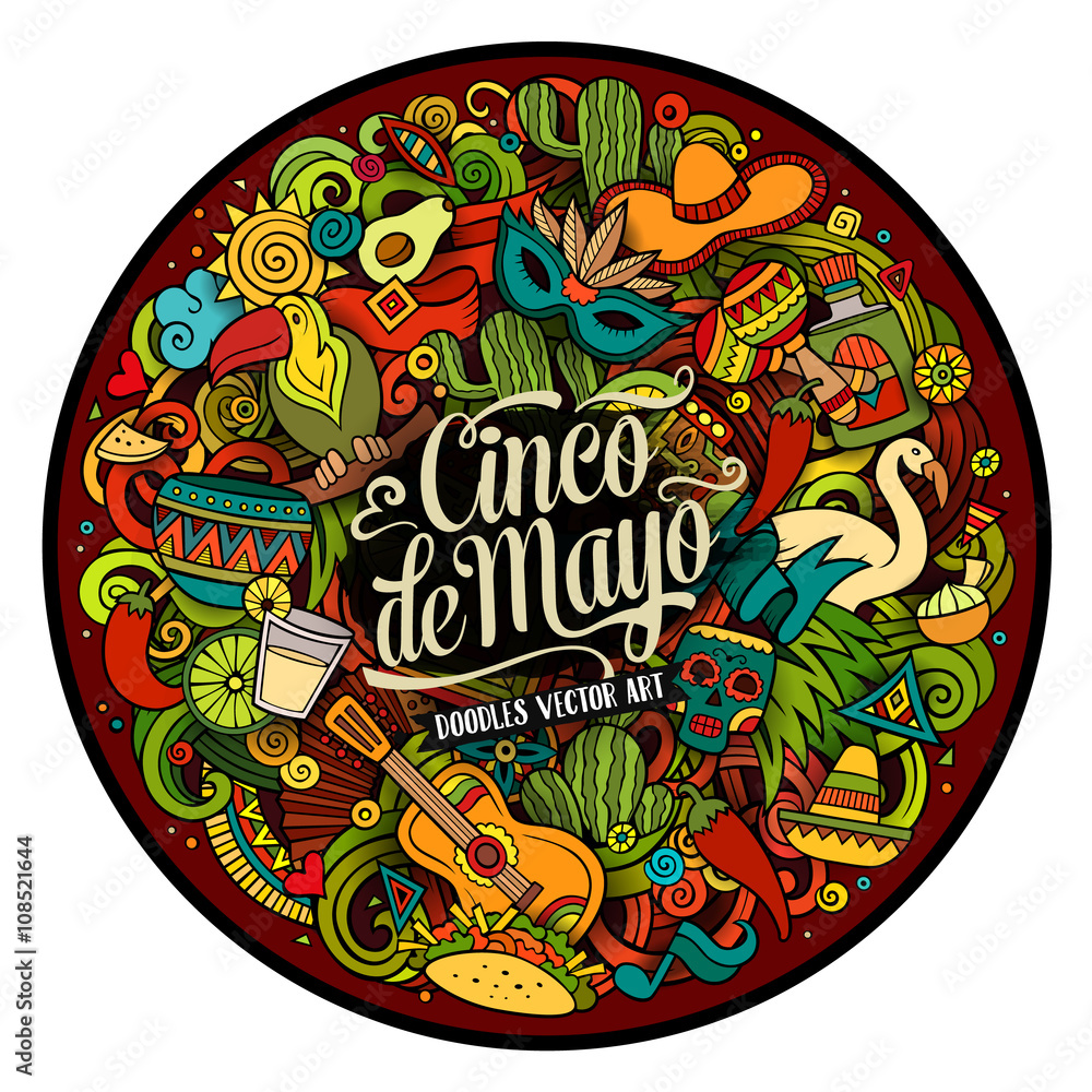 Cinco de Mayo. Cartoon vector hand drawn Doodle illustration Cinco de Mayo. Cartoon vector hand drawn Doodle illustration
