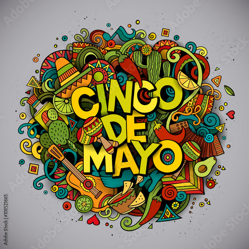 Cinco de Mayo. Cartoon vector hand drawn Doodle illustration
