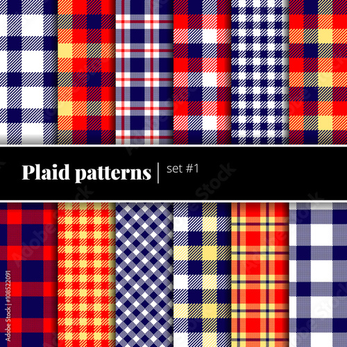 Collection of seamless plaid patterns. Vector backgrounds. Set#1. See also other sets!