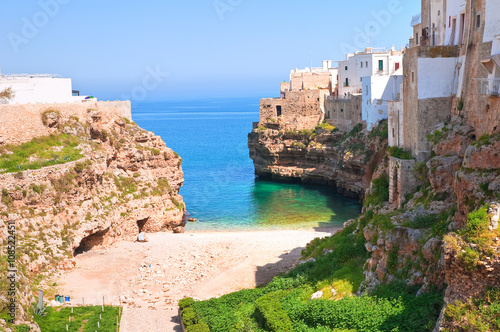 Panoramic view of Polignano. Puglia. Italy.